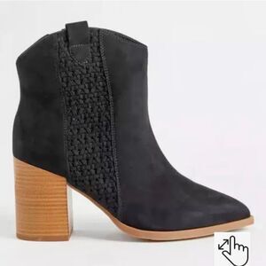 Torrid Lattice Block Heel Pointed Toe Western Bootie in Black 9.5WW